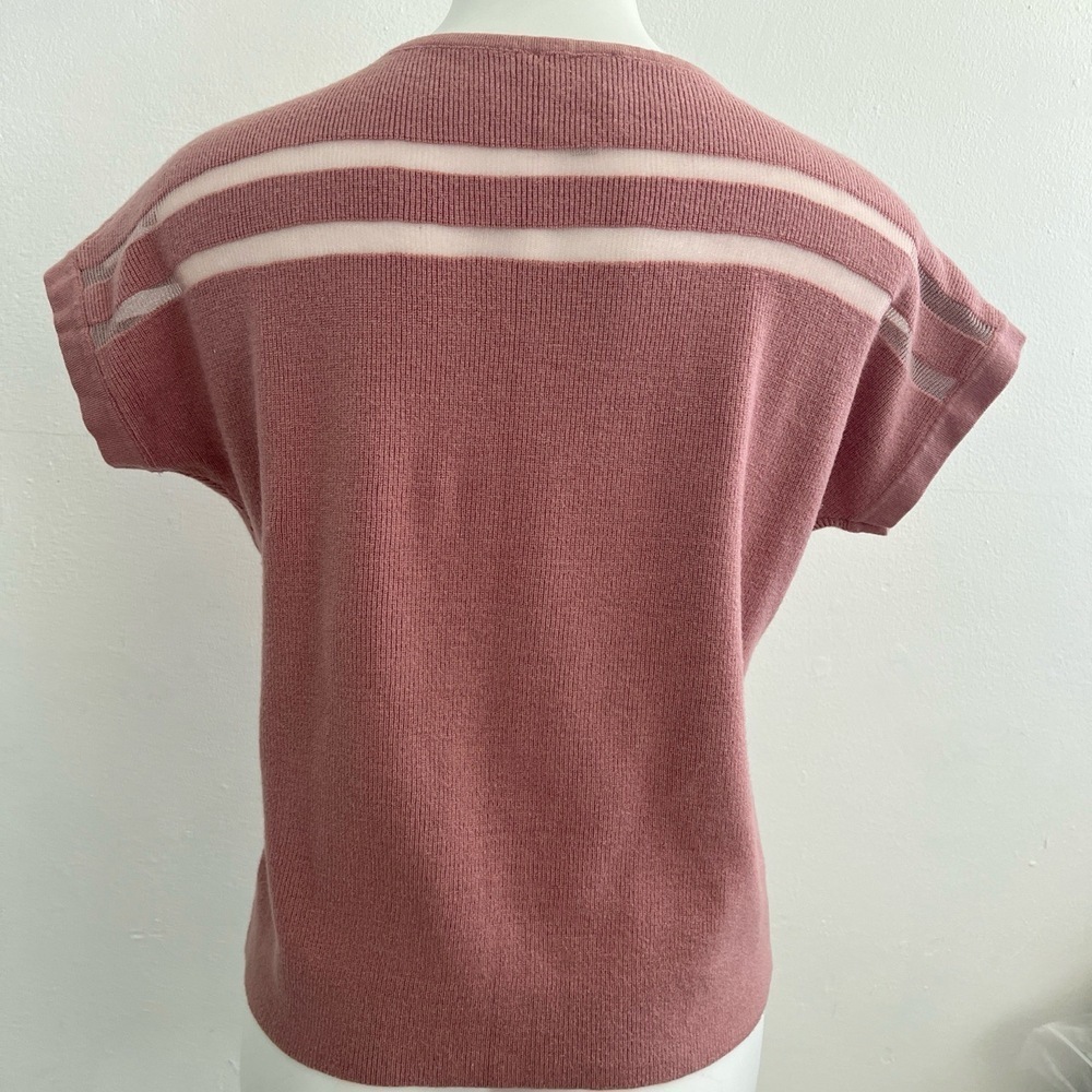 NWT Sioni Mesh Inset skit top MEDIUM Mauve Crewneck - Picture 7 of 8
